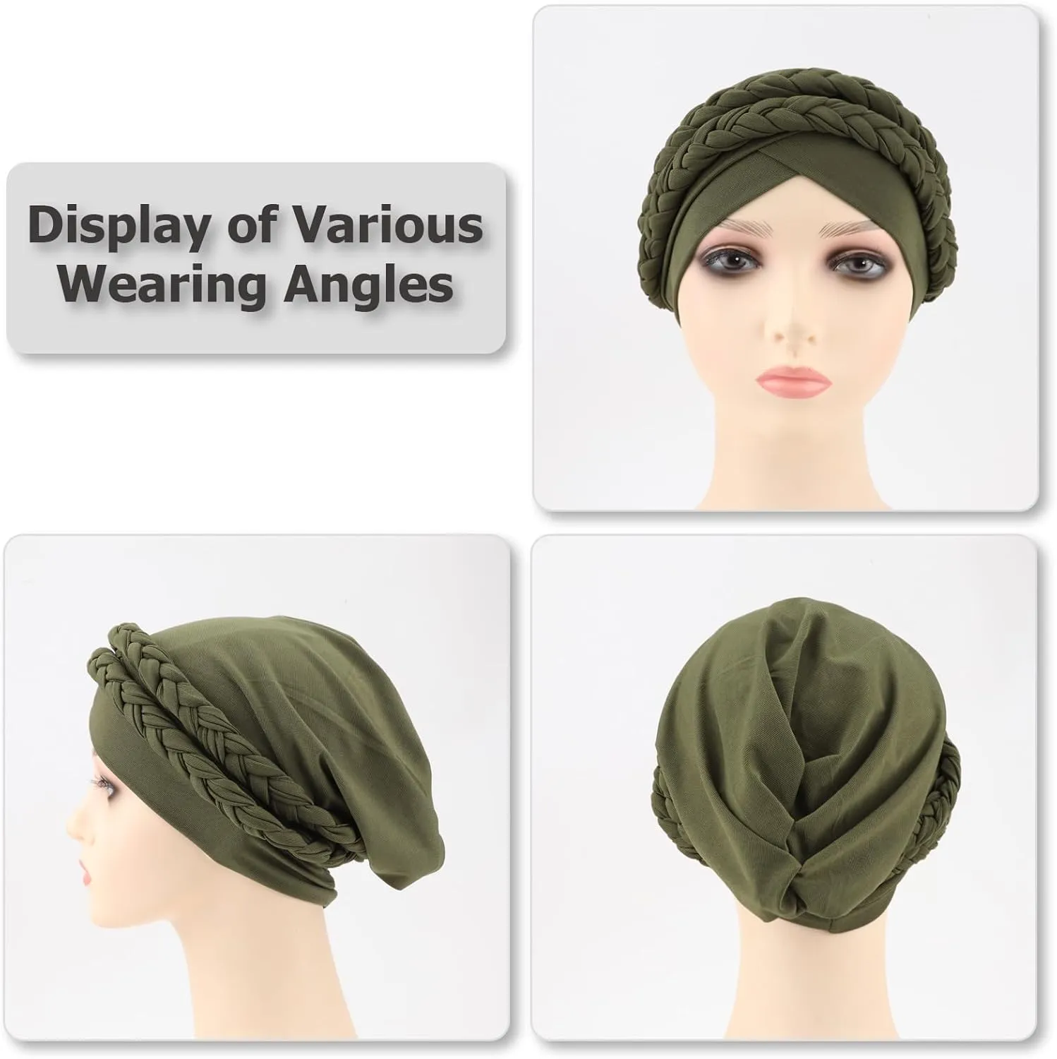 DRESHOW African Women Turban Caps Beanie Twist Headscarf Pre-Tied Double Twisted Braid Hair Cover Wrap Hat Chemo Cancer Cap