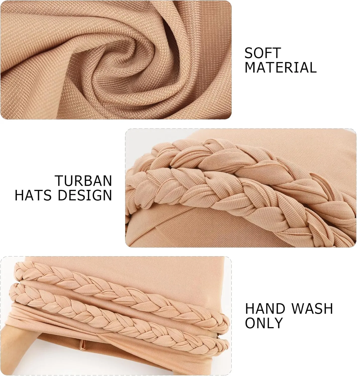 DRESHOW African Women Turban Caps Beanie Twist Headscarf Pre-Tied Double Twisted Braid Hair Cover Wrap Hat Chemo Cancer Cap