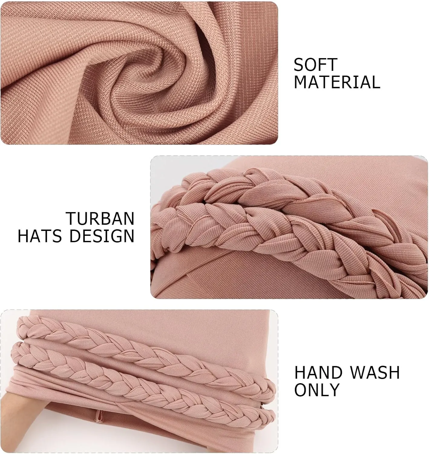 DRESHOW African Women Turban Caps Beanie Twist Headscarf Pre-Tied Double Twisted Braid Hair Cover Wrap Hat Chemo Cancer Cap