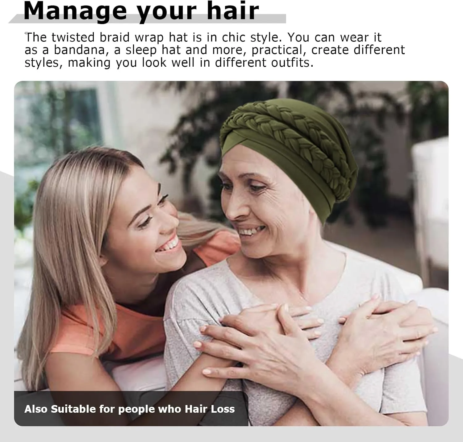DRESHOW African Women Turban Caps Beanie Twist Headscarf Pre-Tied Double Twisted Braid Hair Cover Wrap Hat Chemo Cancer Cap