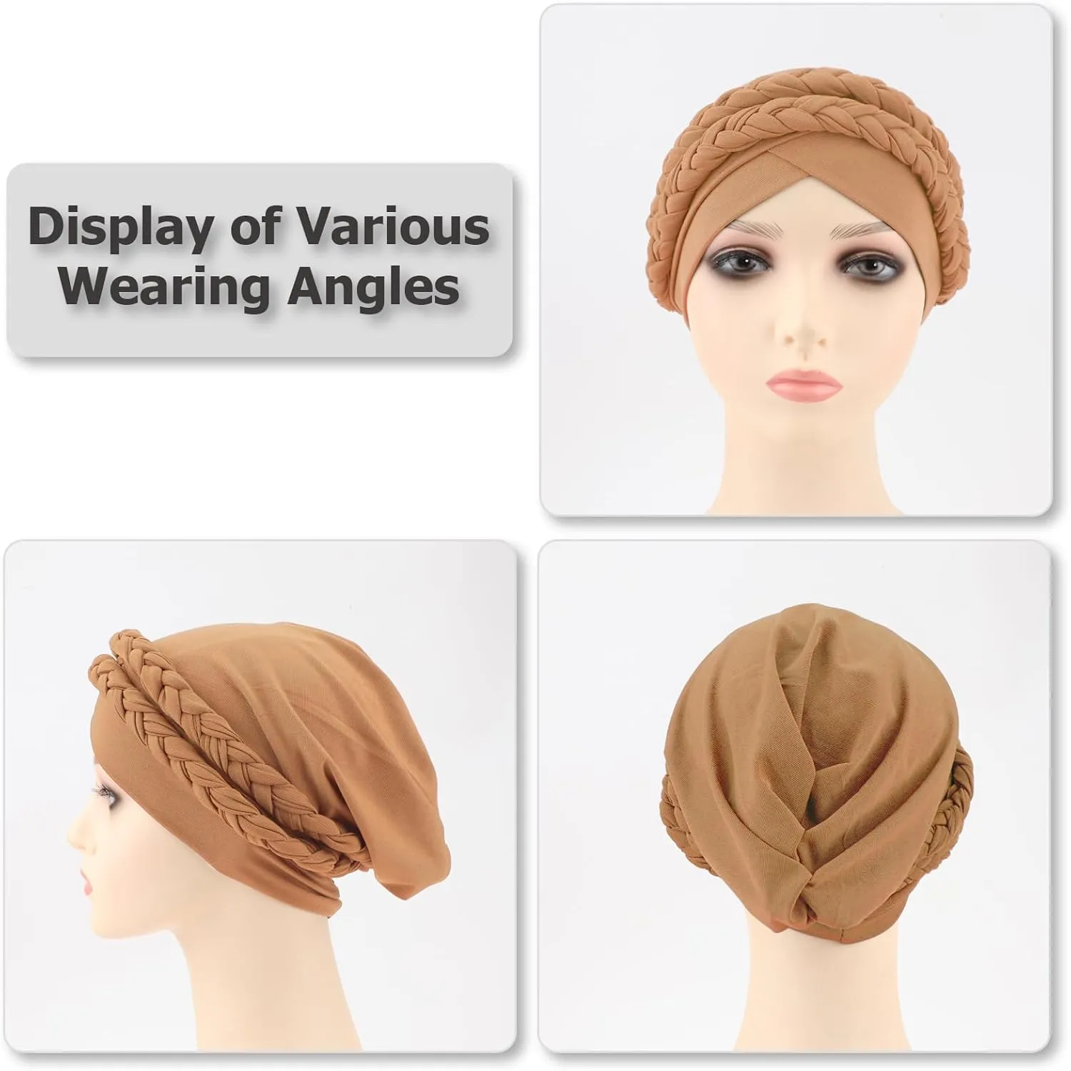 DRESHOW African Women Turban Caps Beanie Twist Headscarf Pre-Tied Double Twisted Braid Hair Cover Wrap Hat Chemo Cancer Cap