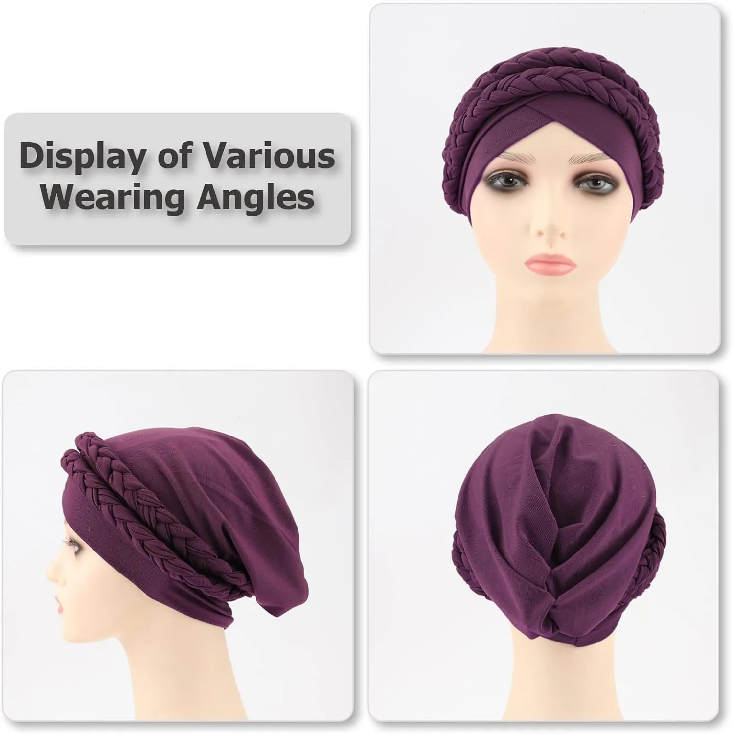 DRESHOW African Women Turban Caps Beanie Twist Headscarf Pre-Tied Double Twisted Braid Hair Cover Wrap Hat Chemo Cancer Cap