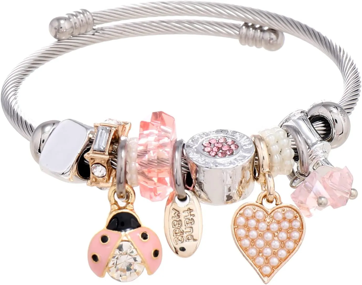DS Charm Bracelets for girls,exquisite cute cartoon friendship bracelets Silver Stainless Steel Bangle with birthday Gift box, Adjustable girls jewelry Suitable for holiday gifts
