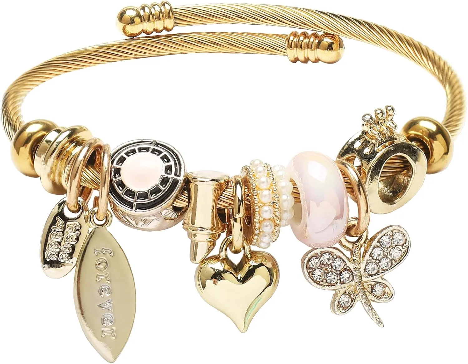 DS Charm Bracelets for girls,exquisite cute cartoon gold friendship bracelets Stainless Steel Bangle with birthday Gift box, Adjustable girls jewelry Suitable for holiday gifts