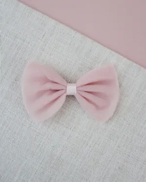 Dusty Pink Tuxedo Tulle Bow Hair Clip or Shoe Clips