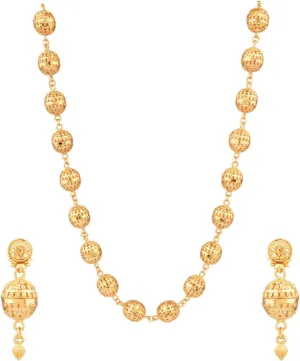 Efulgenz Gold Tone Indian Jewelry Sets for Women - Dubai Gold Jewelry with Long Necklace & Dangle Earrings for Indian Bridal Wedding
