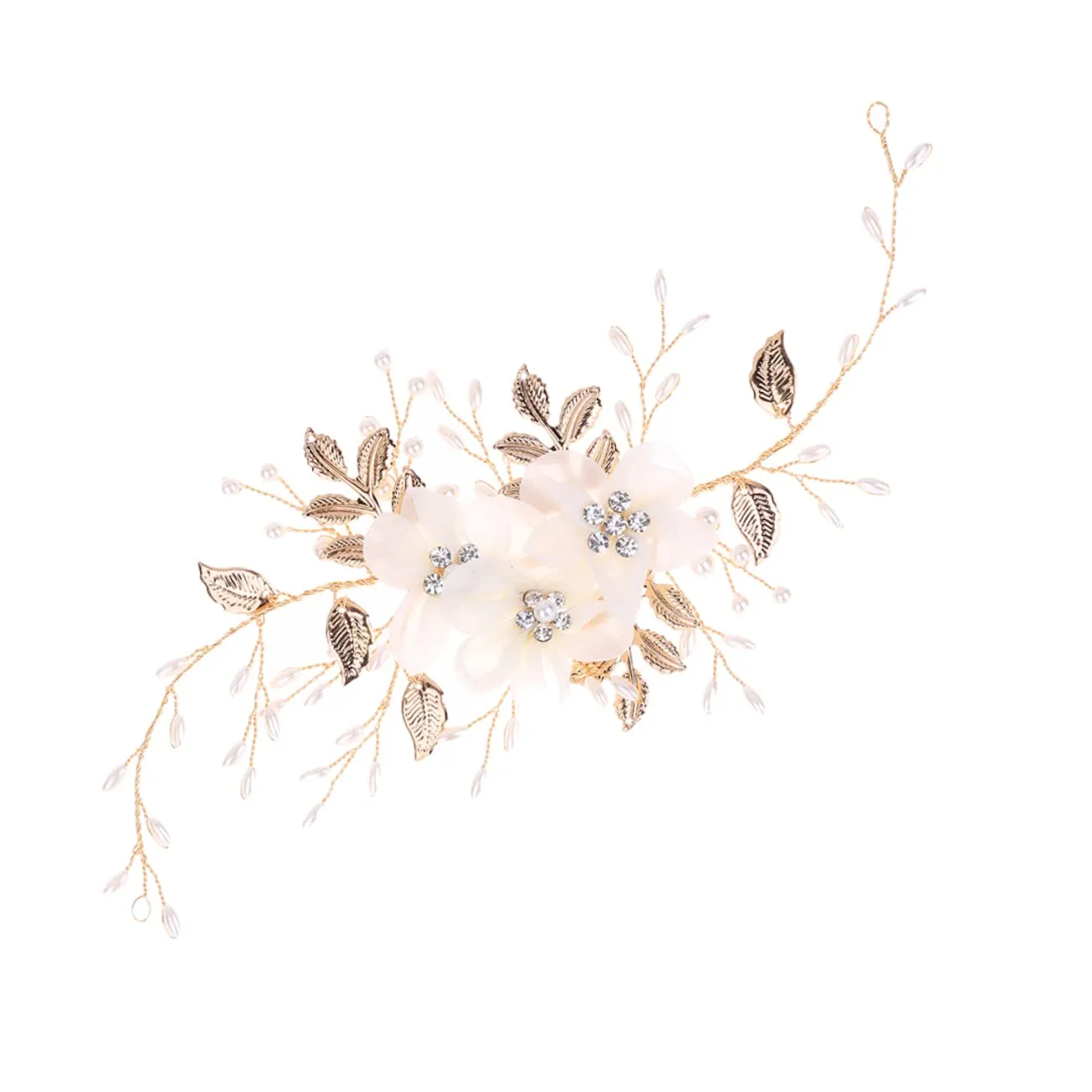 Elegant Bridal Headpiece Pearl Rhinestone Flower Headband for Wedding Party Evening Events