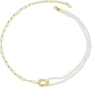 Elegant Freshwater Pearl Pendant Necklace for Women, 18K Gold Plated Stainless Steel Chain, Luxury Classic Jewelry, Trendy Stylish Necklace, Modern Fashion Gift for Her, Timeless Pearl Necklace
