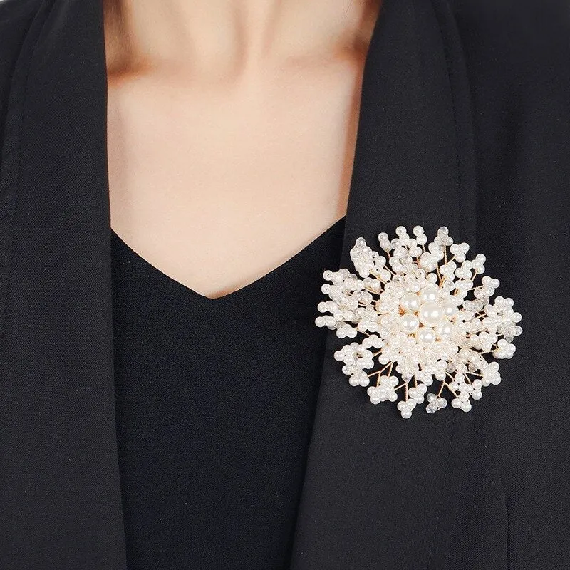 Elegant Luxury Imitation Pearl Rhinestone Brooch