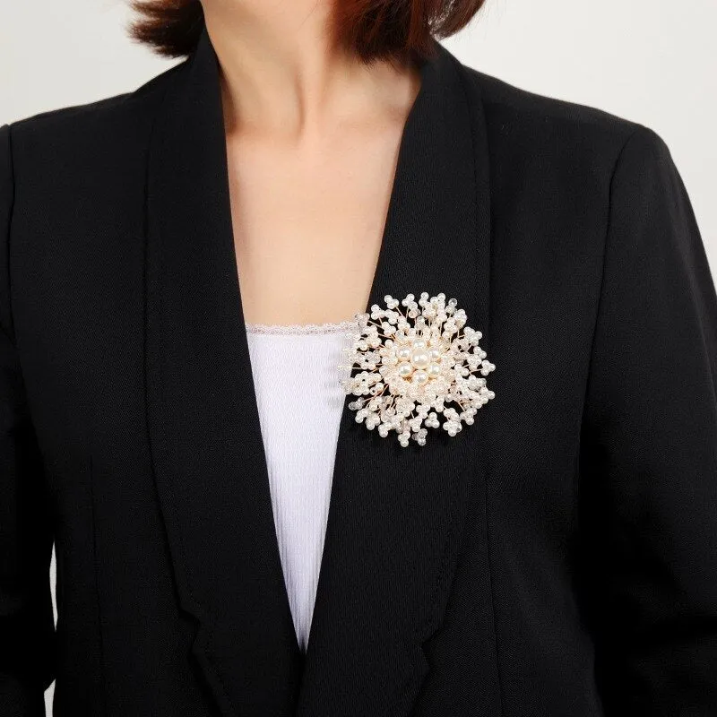 Elegant Luxury Imitation Pearl Rhinestone Brooch