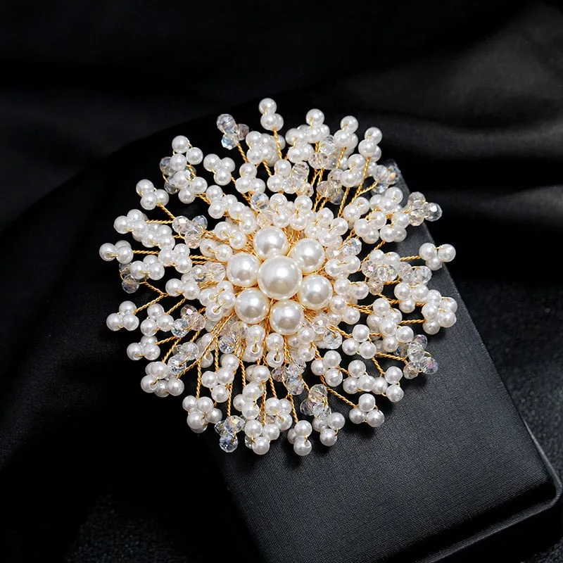 Elegant Luxury Imitation Pearl Rhinestone Brooch