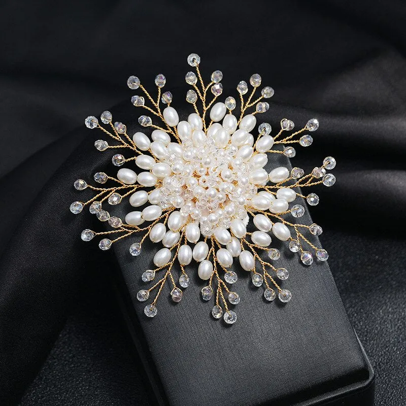 Elegant Luxury Imitation Pearl Rhinestone Brooch