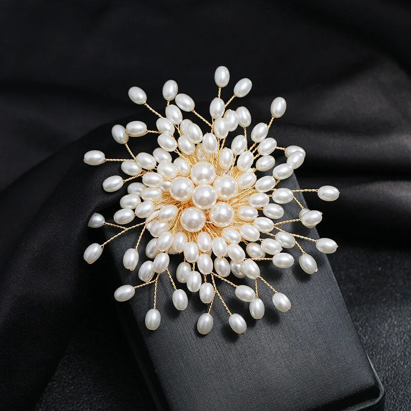 Elegant Luxury Imitation Pearl Rhinestone Brooch