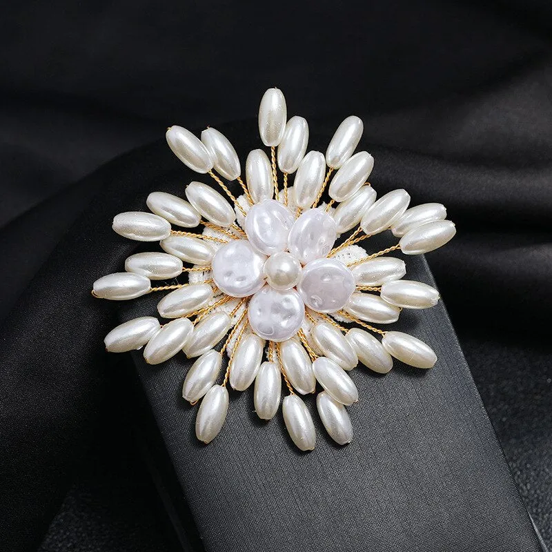 Elegant Luxury Imitation Pearl Rhinestone Brooch