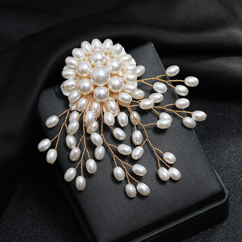 Elegant Luxury Imitation Pearl Rhinestone Brooch