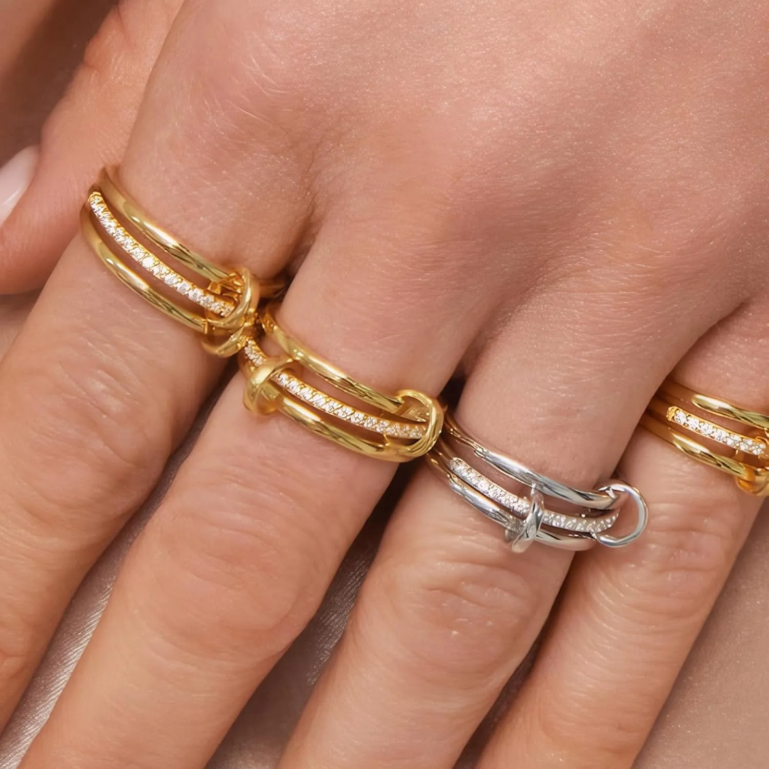 Elegant Pave Stackable Rings for Women - Non Tarnish Rings Set, Perfect for Everyday Wear, Fashion Jewelry with Sparkling Finish, Durable and Versatile, Ideal Gift for Her