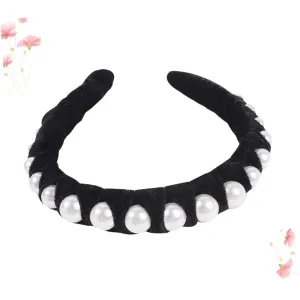 Elegant Pearl Headband for Women Gold Velvet Headdress Hair Band Accessories