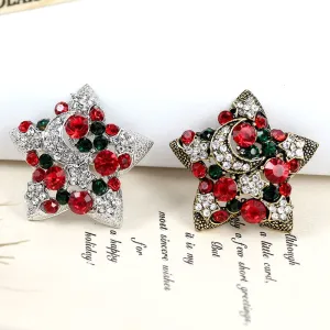 Elegant Rhinestone Star Brooches For Women Christmas
