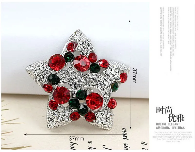 Elegant Rhinestone Star Brooches For Women Christmas