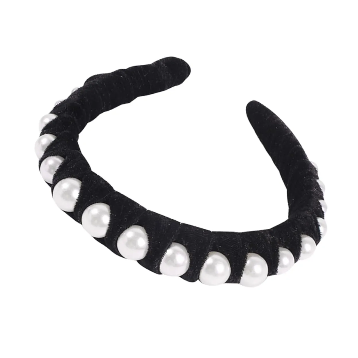 Elegant Velvet Headdress Pearl Hair Band Fashion Accessory Hair Hoop for Parties Daily