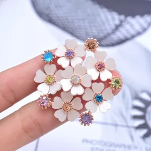 Elegant White Resin Flower Brooches Multi color Rhinestone Flower brooch pins Women