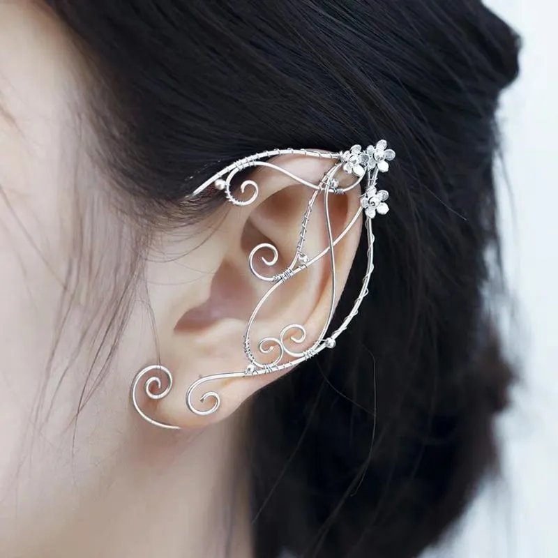 Elf Ear Cuffs Clip-on Earrings Filigree Fairy Wrap Earring