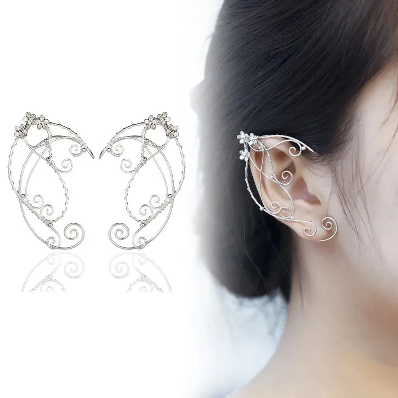 Elf Ear Cuffs Clip-on Earrings Filigree Fairy Wrap Earring