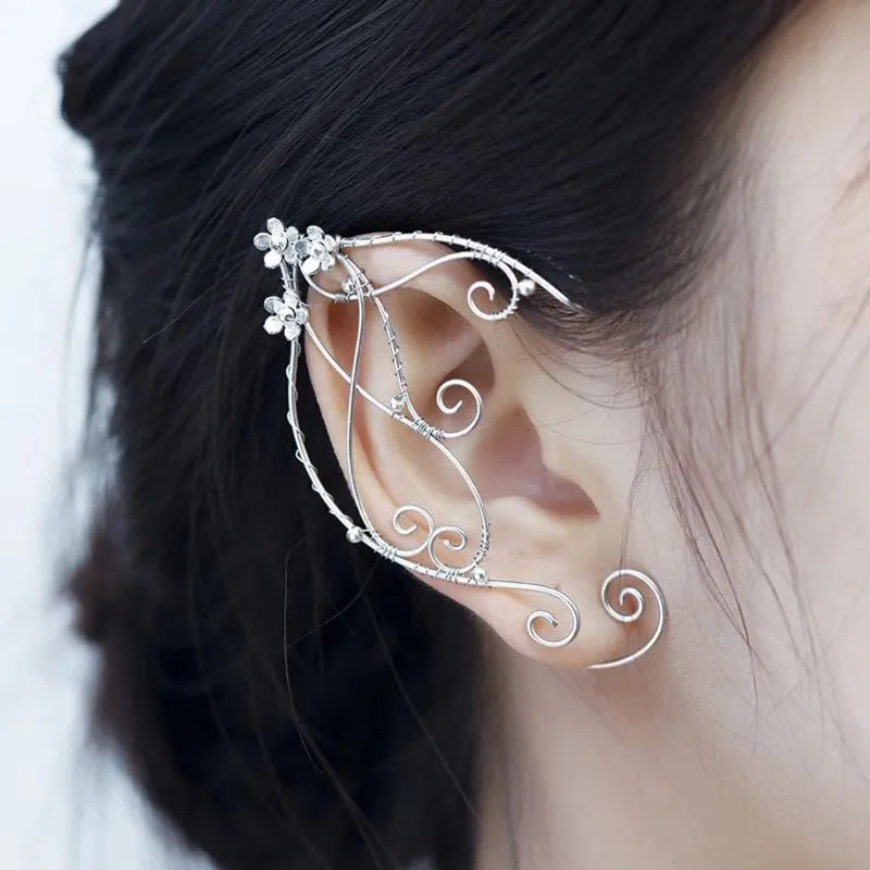 Elf Ear Cuffs Clip-on Earrings Filigree Fairy Wrap Earring