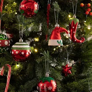 ELF Hat Themed X-Mas Balls Christmas Decoration | 70 Pieces | 13 x 4 x 16 inches