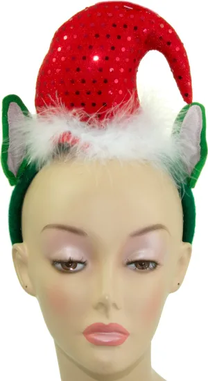 Elf Headband With Sequin Hat & Ears