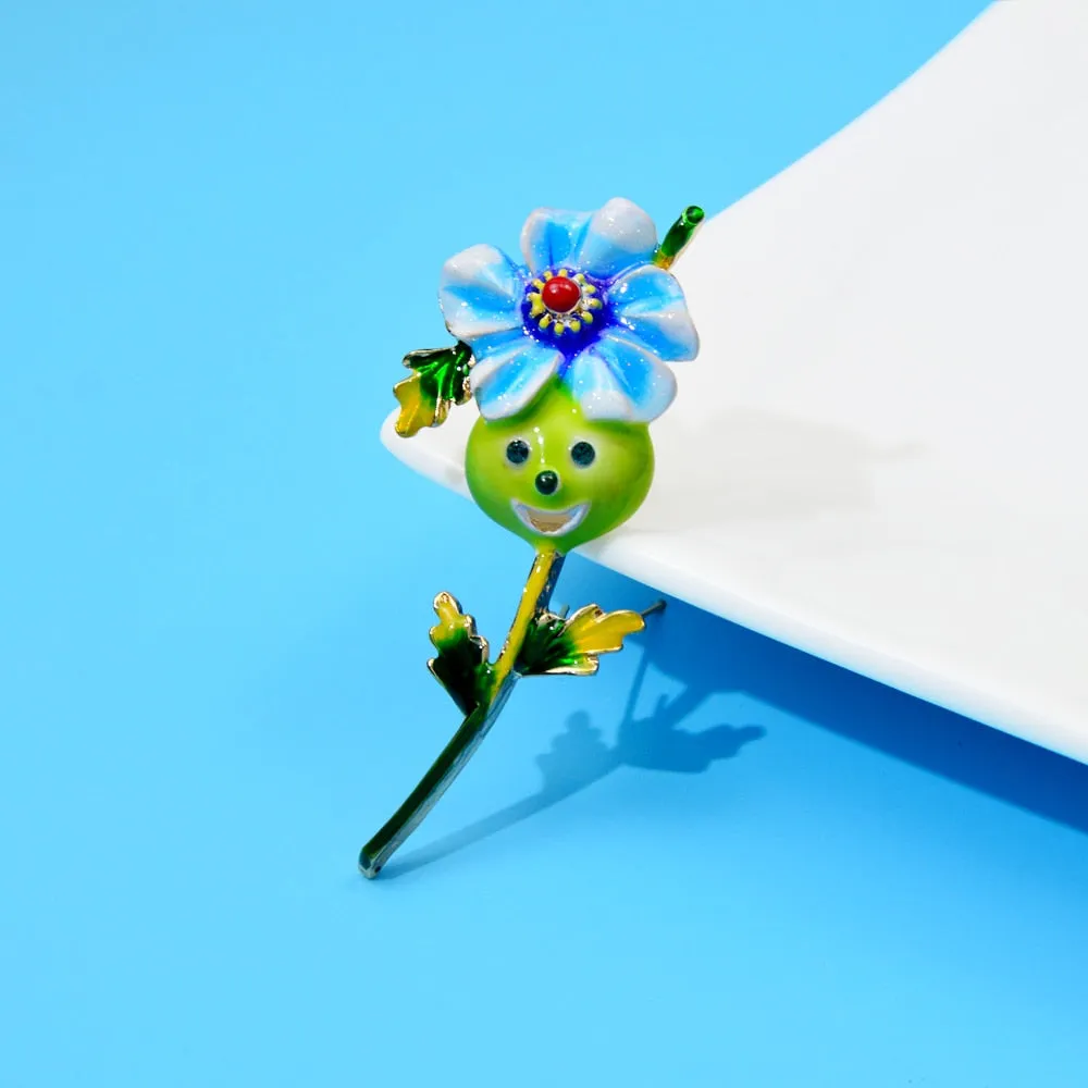 Enamel Beautiful Cartoon Flower Brooches For Women