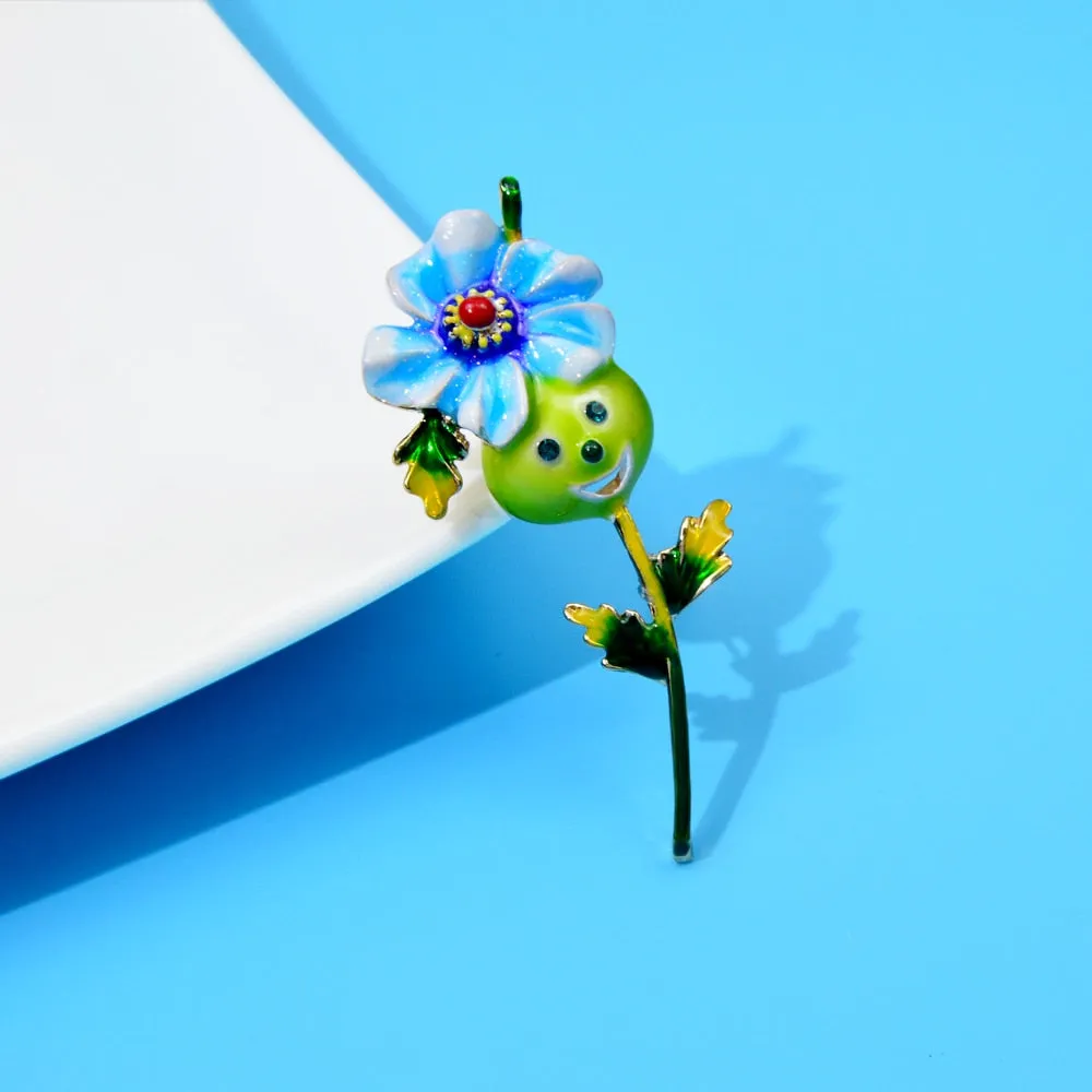 Enamel Beautiful Cartoon Flower Brooches For Women