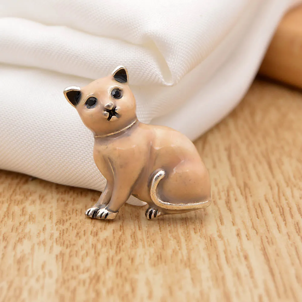 Enamel Cat Brooches for Women Small Kitty Pins Kids Jewelry