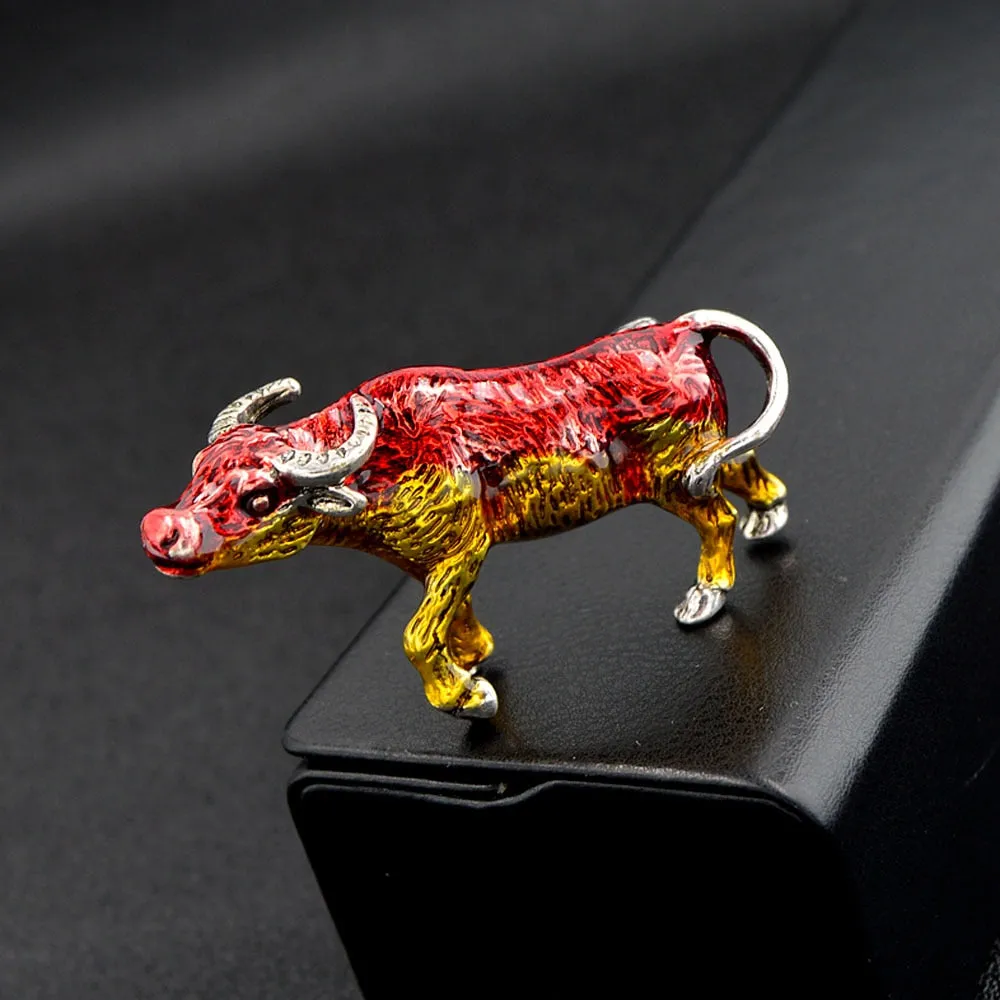 Enamel Cow Brooch Women And Men Unisex Brooches