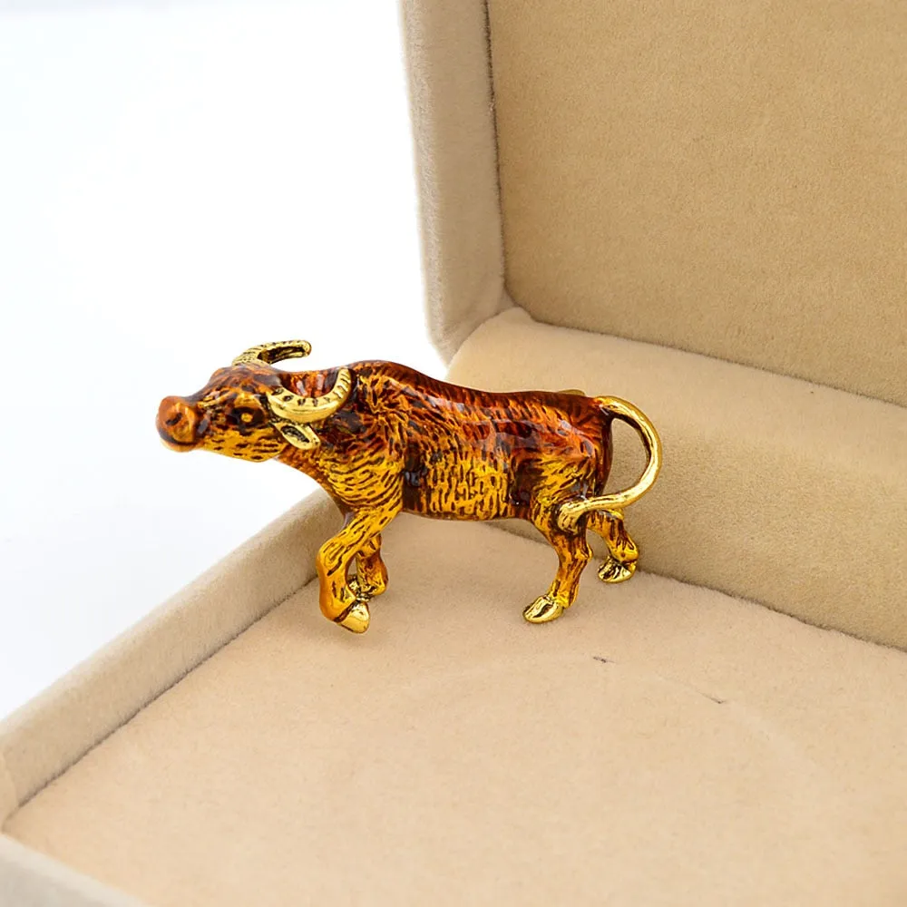Enamel Cow Brooch Women And Men Unisex Brooches