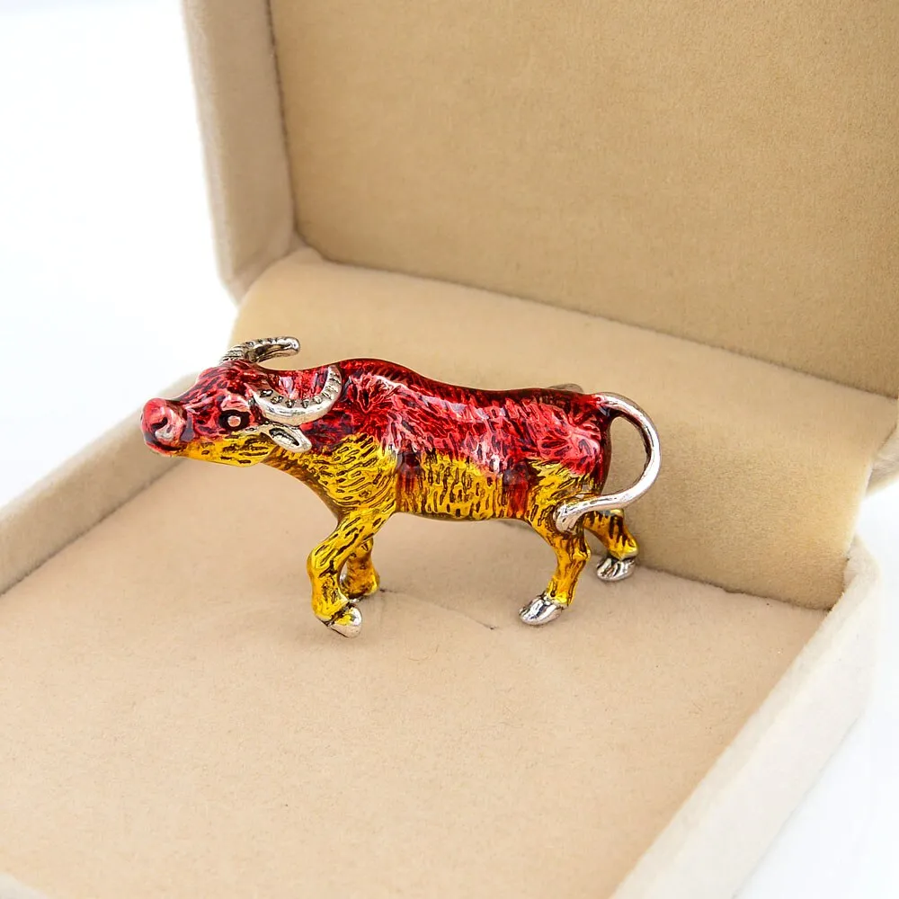 Enamel Cow Brooch Women And Men Unisex Brooches
