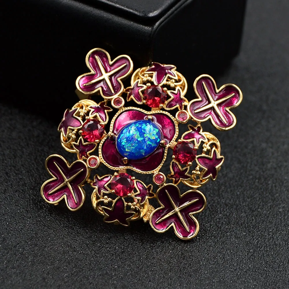 Enamel Cross Brooches For Women