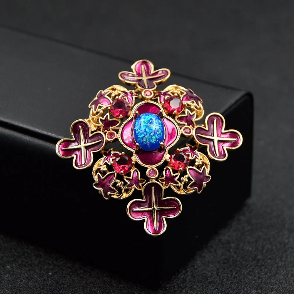 Enamel Cross Brooches For Women