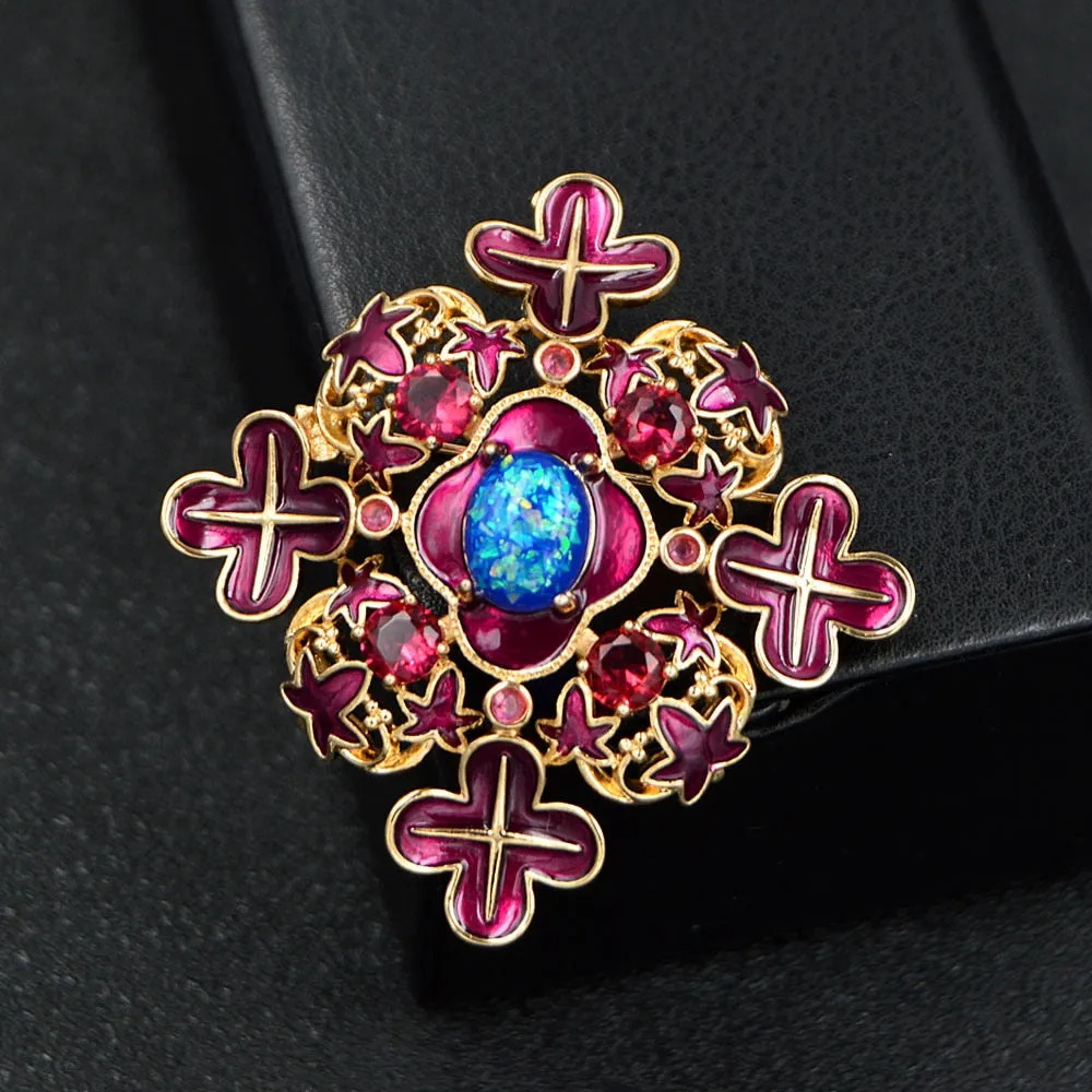 Enamel Cross Brooches For Women