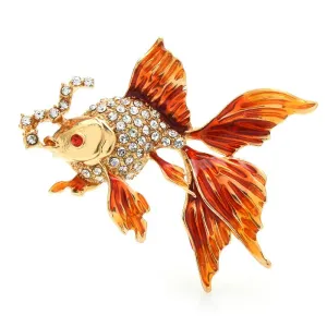 Enamel Fish Brooches Women Unisex 3-color Rhinestone Sea Animal Party Office Brooch