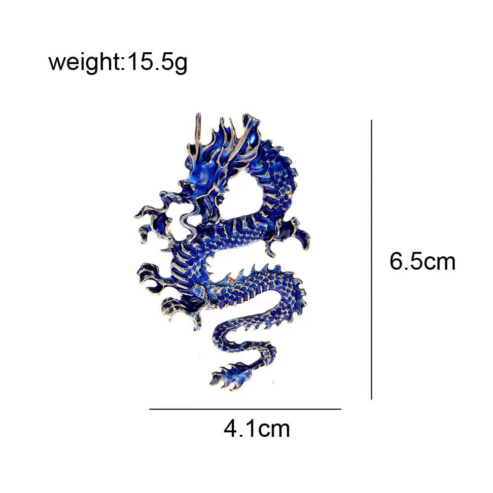 Enamel Flying Dragon Brooches Men 4-color