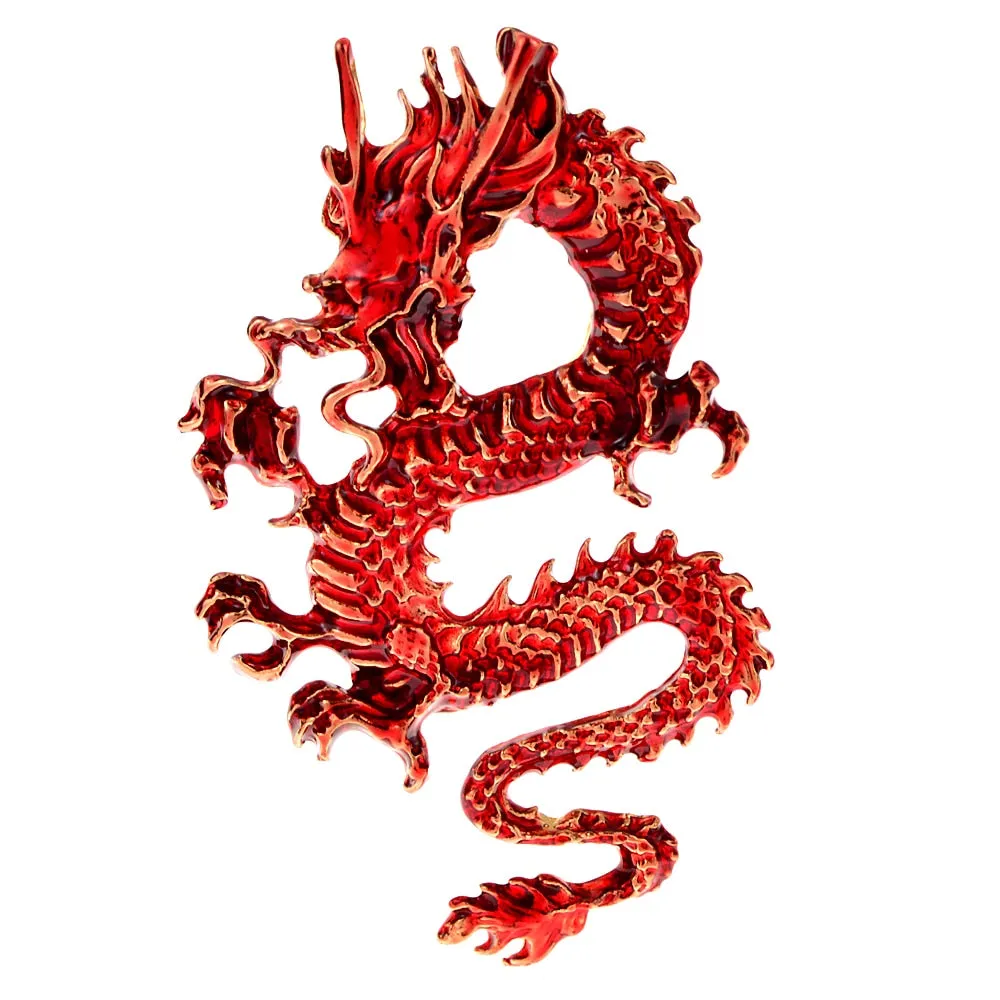 Enamel Flying Dragon Brooches Men 4-color