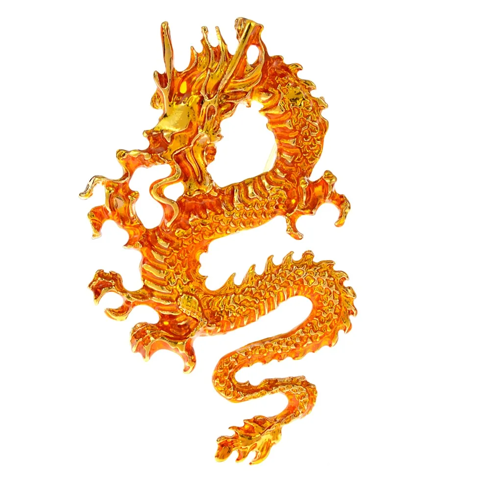 Enamel Flying Dragon Brooches Men 4-color