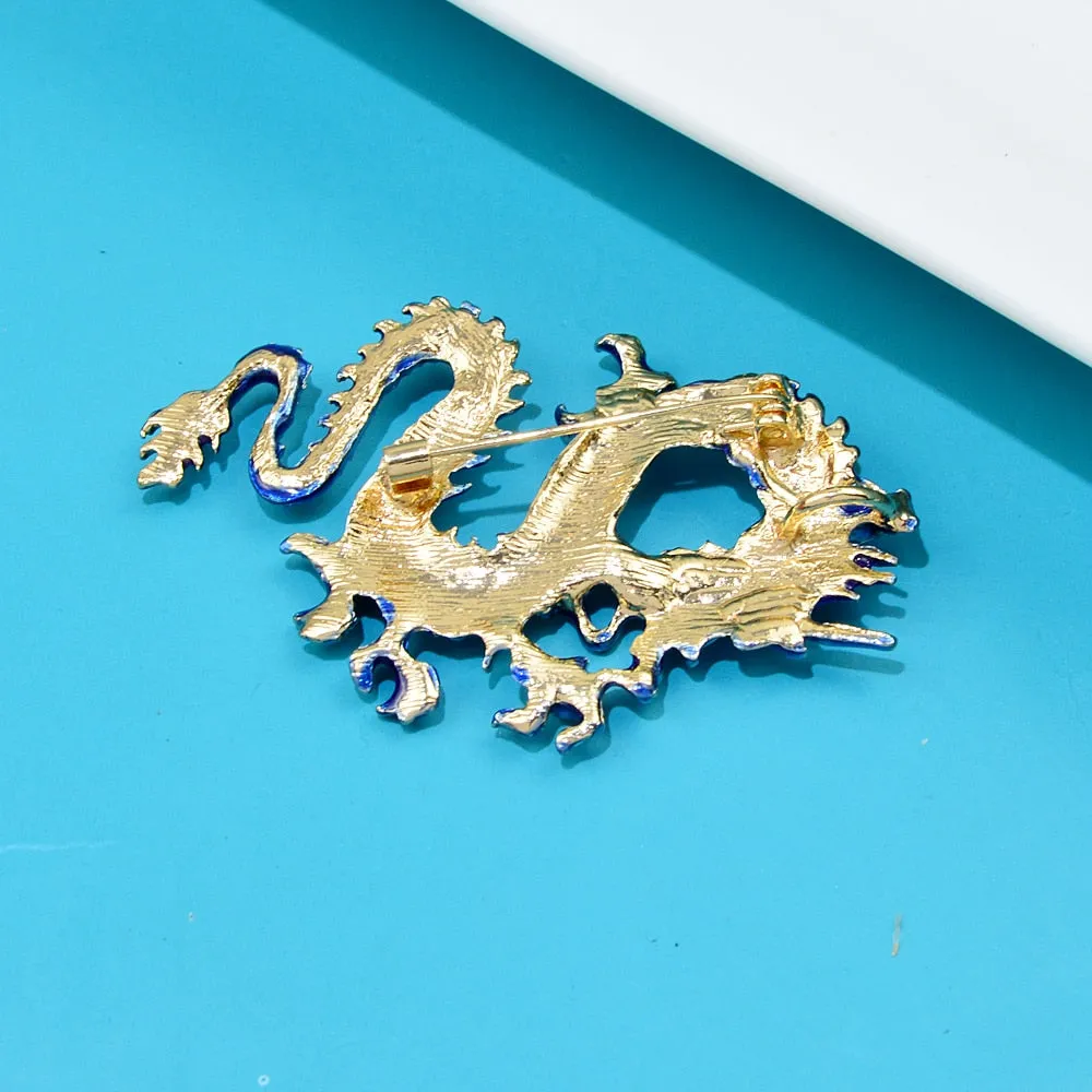 Enamel Flying Dragon Brooches Men 4-color