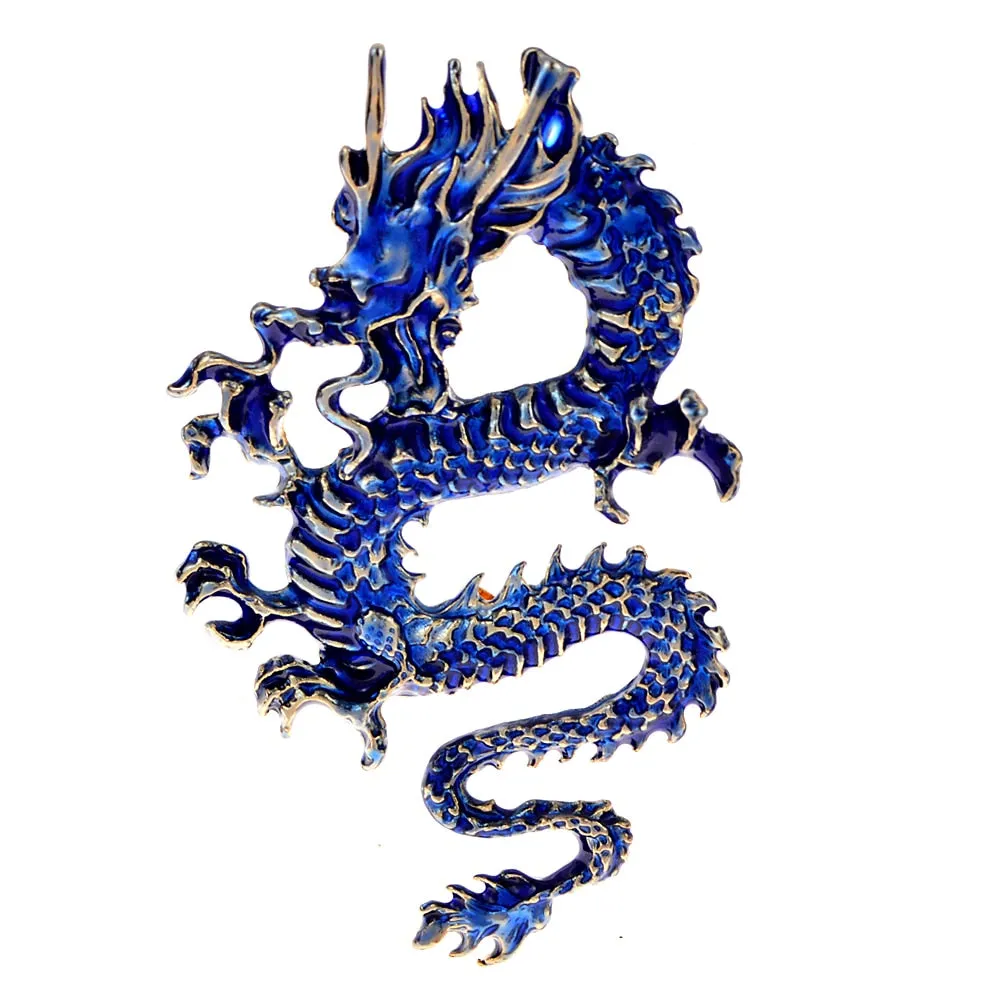 Enamel Flying Dragon Brooches Men 4-color