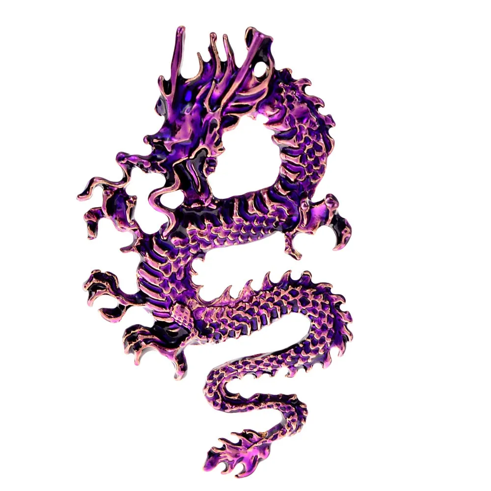 Enamel Flying Dragon Brooches Men 4-color