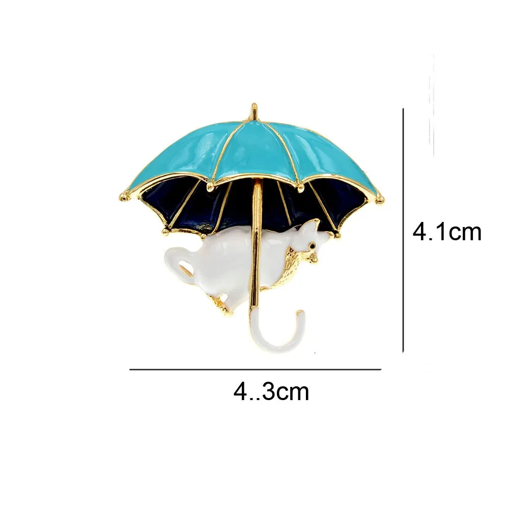Enamel Fox Umbrella Brooches For Women