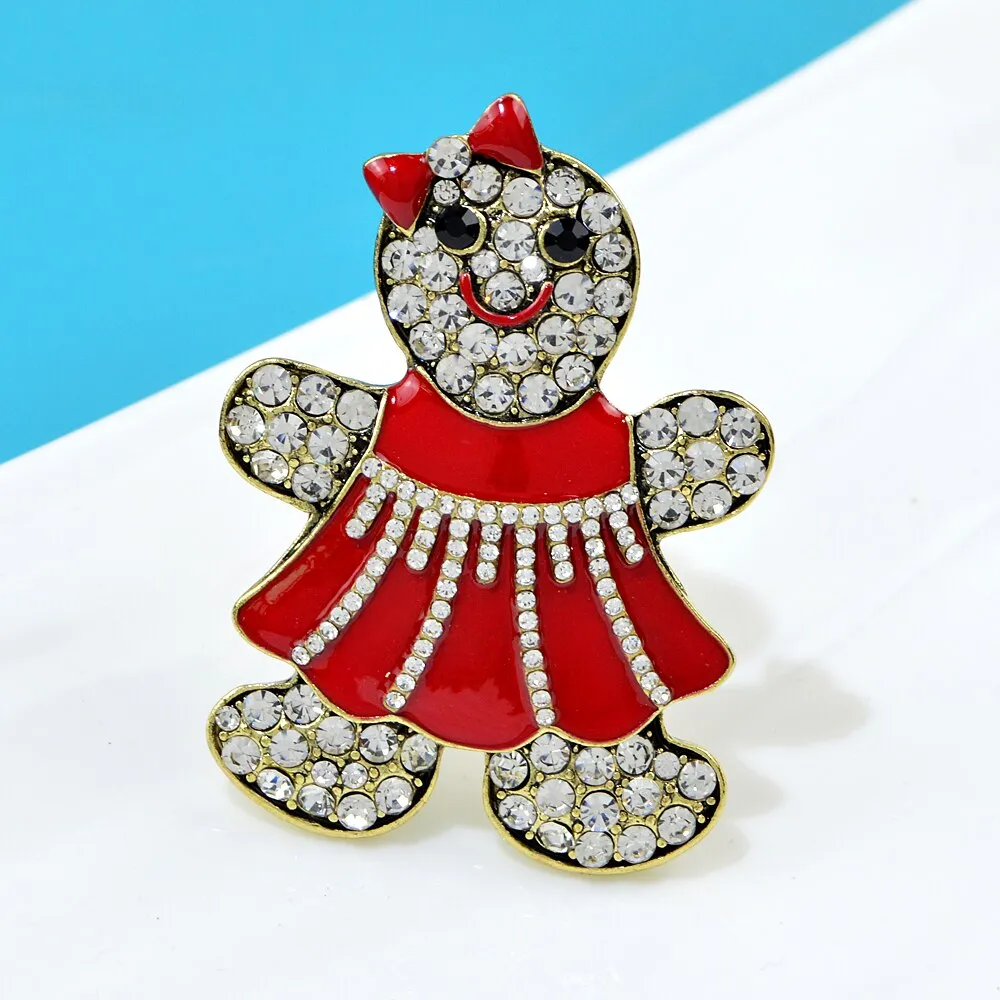 Enamel Gingerbread Man Brooches For Women Girls