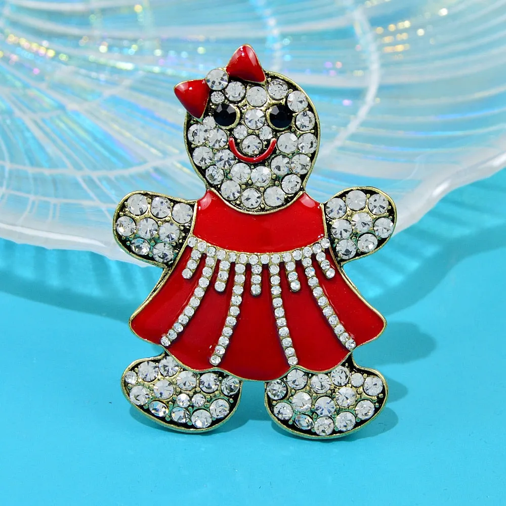 Enamel Gingerbread Man Brooches For Women Girls