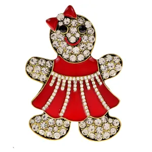 Enamel Gingerbread Man Brooches For Women Girls